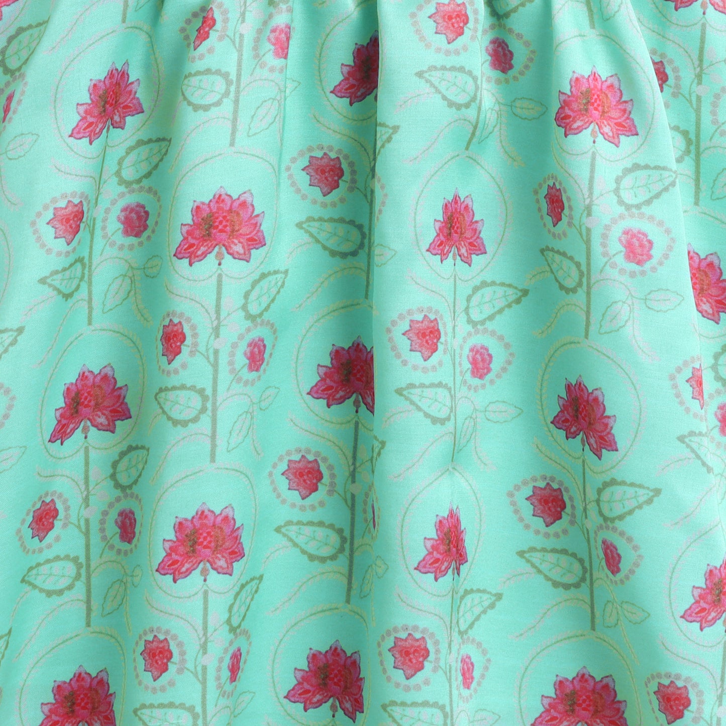 Many Frocks &  sleeveless hnd made 3D flower embellished lengha choli set - Pink & Green