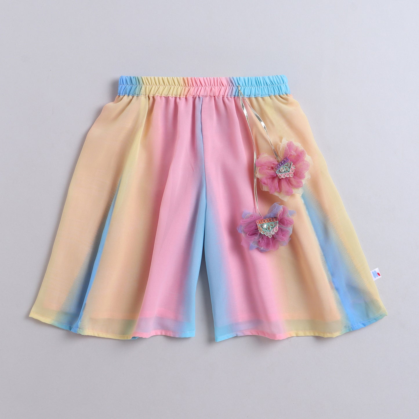Many Frocks &amp; Georgette Sleeveless Latkan Embellished Full length Girls Ethnic Palazzo&nbsp; Set- Multi Colour