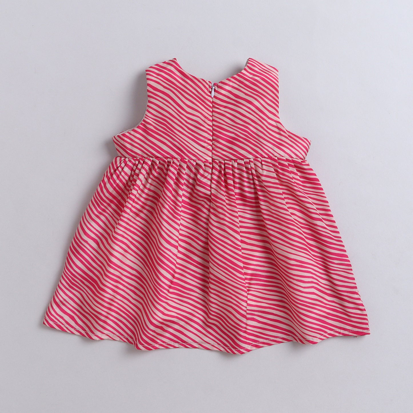 Many Frocks & Brocade body Sleeveless Lace Embellished Printed Knee Length  Baby Ethnic Dress - Pink