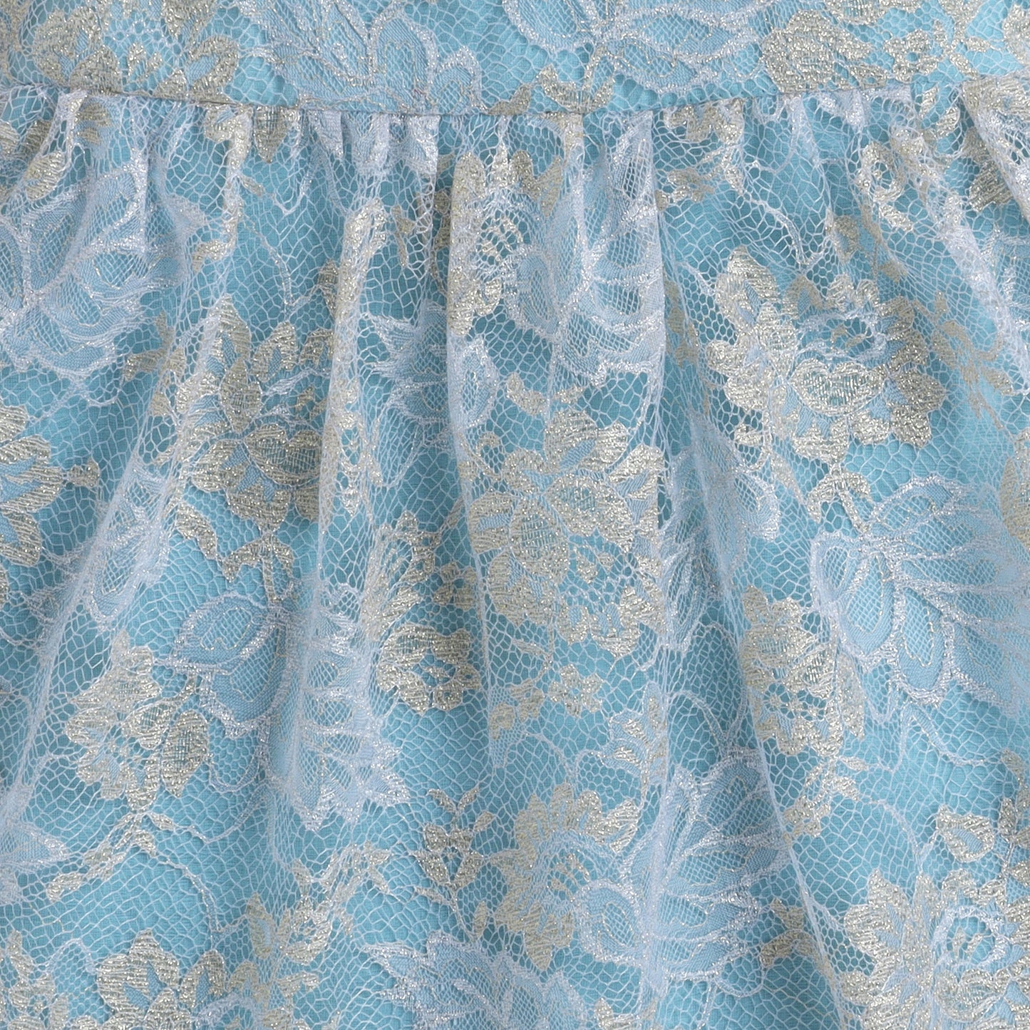 Many Frocks & Net Woven Sleeveless Embellished Knee Length Baby Party Dress - Light Blue