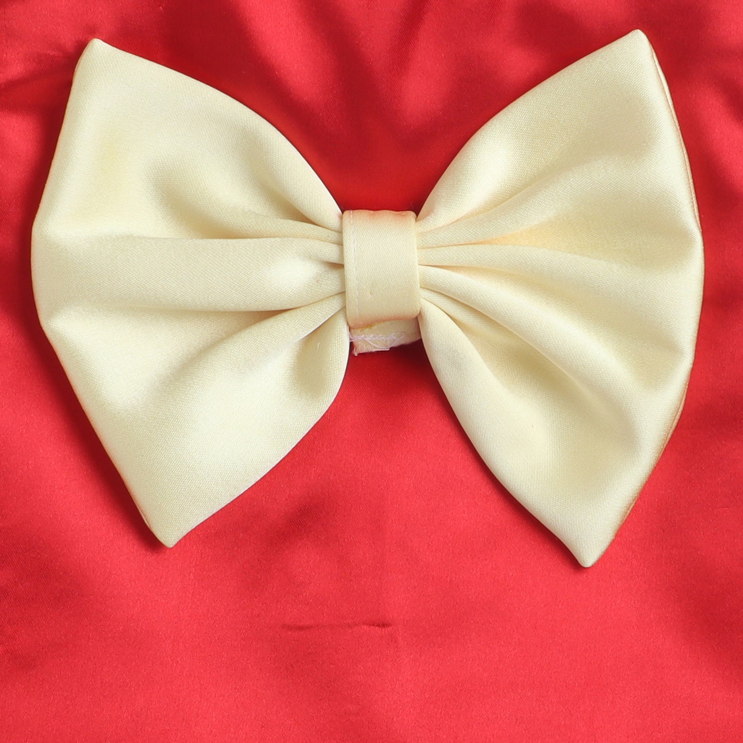 Many Frocks & Satin Woven Cap Sleeve Bow Embellished Knee Length Flared Girls Party Dress - Red