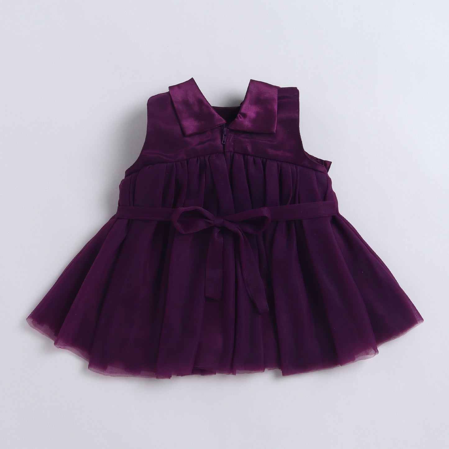 Many Frocks & Net Woven Sleeveless Flower Embellished Knee Length Girls Ethnic Dress - Magenta