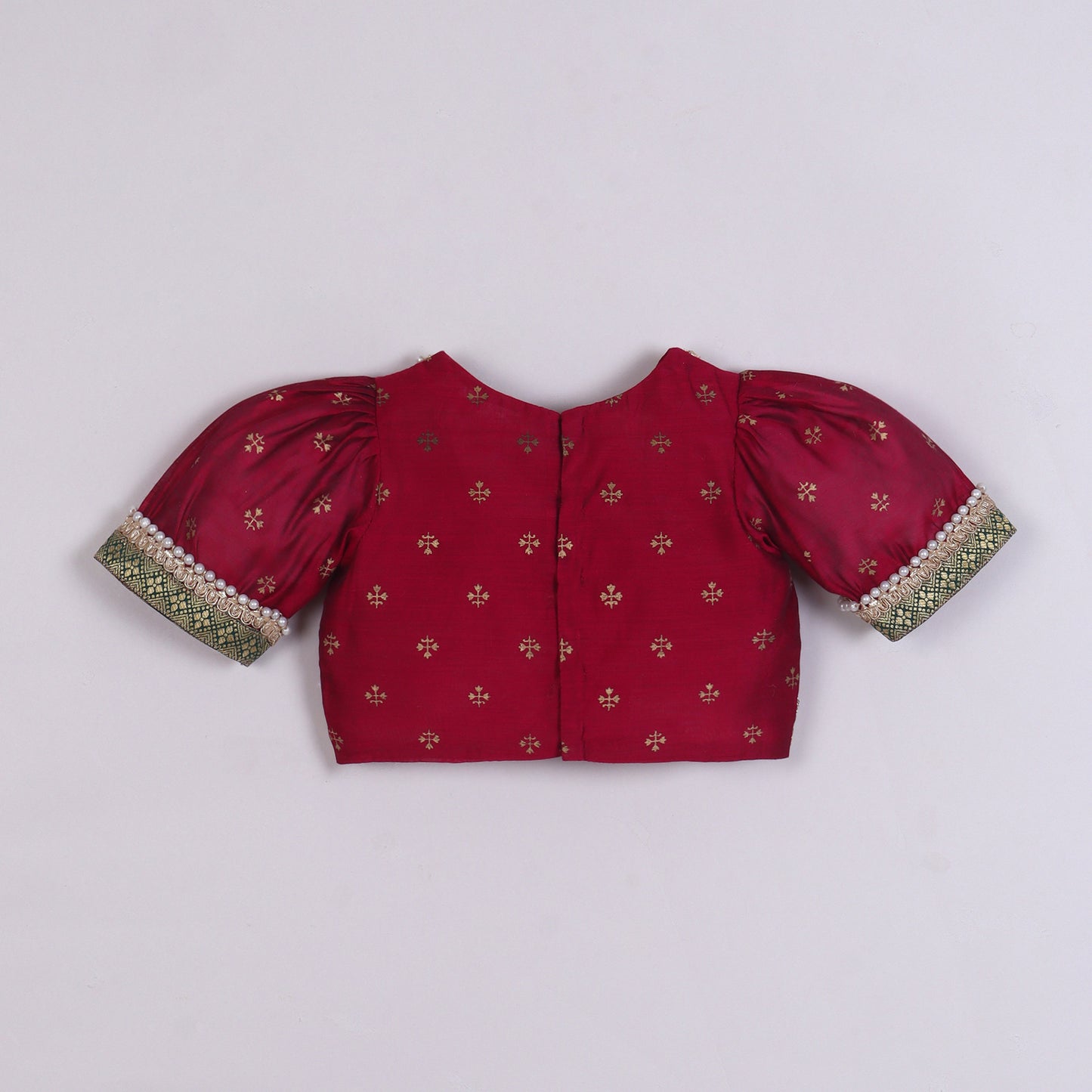 Many Frocks & chanderi & banarasi short sleeves lace embellished full length baby  lehenga choli set - Maroon & Green