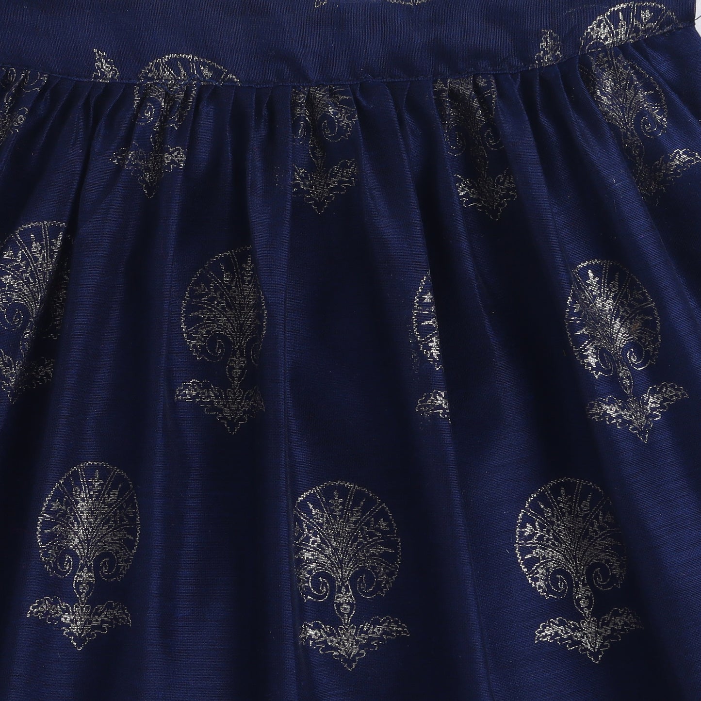 Many Frocks & chanderi sleeveless lace embellished full length baby  lehenga choli Set - Blue & Yellow