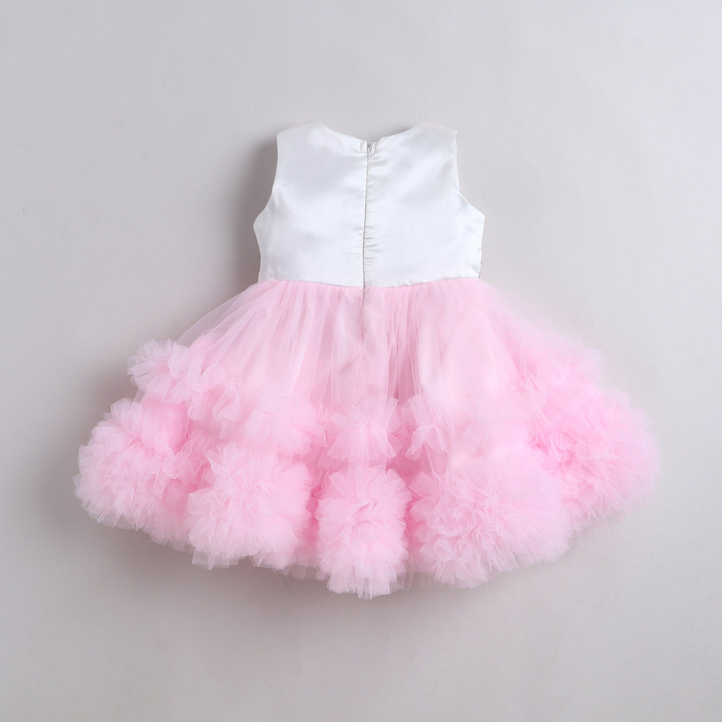 Many Frocks &  Net  Sleeveless Lace Embellished  Knee Length Baby Party Dress  - Light Pink