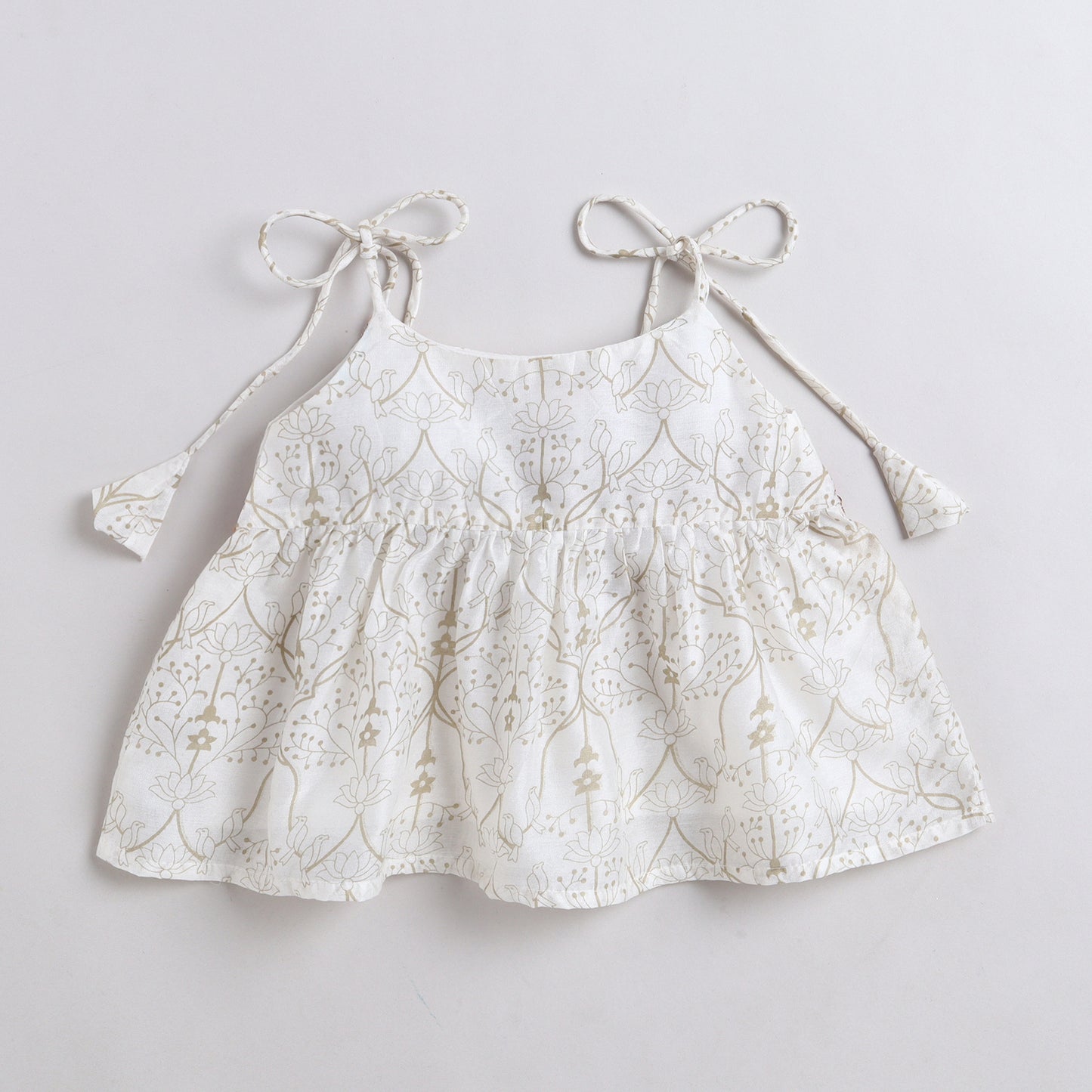 Many Frocks & Chanderi Sleeveless Lace Embellished Full Length Lehenga Choli Baby Ethnic Set- Off White & Maroon