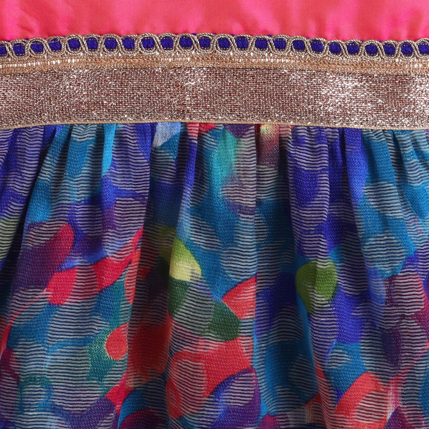 Many Frocks &  Cotton Brasso Sleeveless Lace Embellished  Knee Length Baby Ethnic Dress  - Blue & Pink