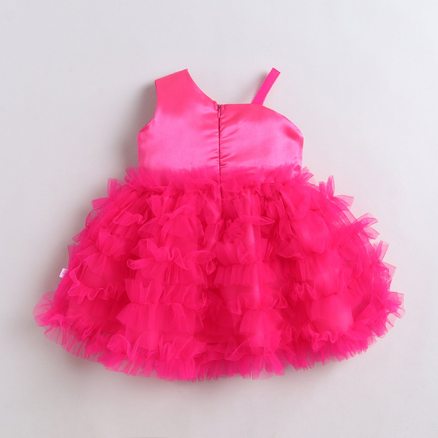 Many Frocks &  Net & Sequin Short Sleeveless Embellished Knee Length Baby Party Dress  - Pink