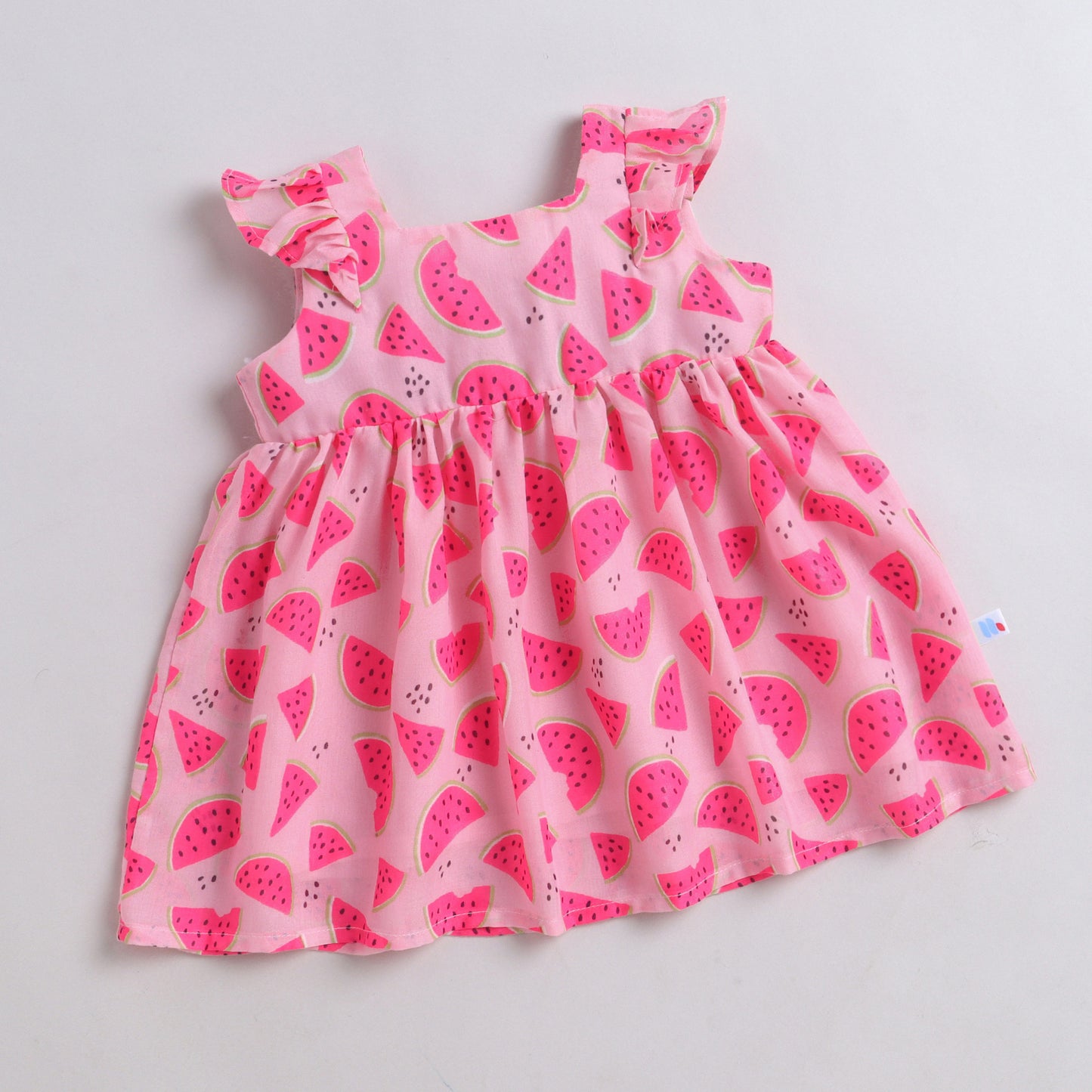 Many Frocks & Cotton Sleeveless Embellished Printed Knee Length Baby Dress  -Pink