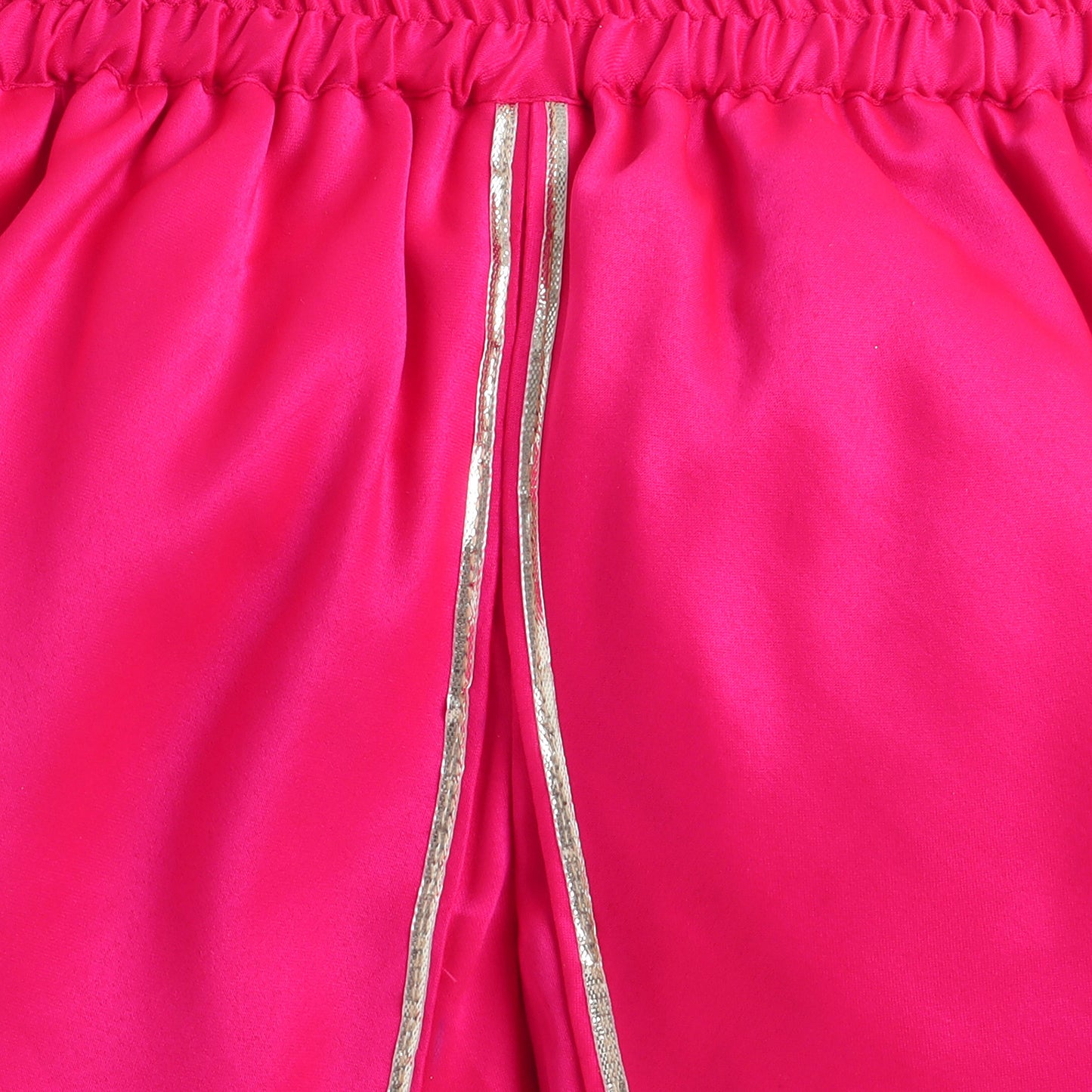 Many Frocks & Chanderi & Silk Sleeveless Lace Embellished Full Length Baby Dhoti Top Set -Pink & Off White