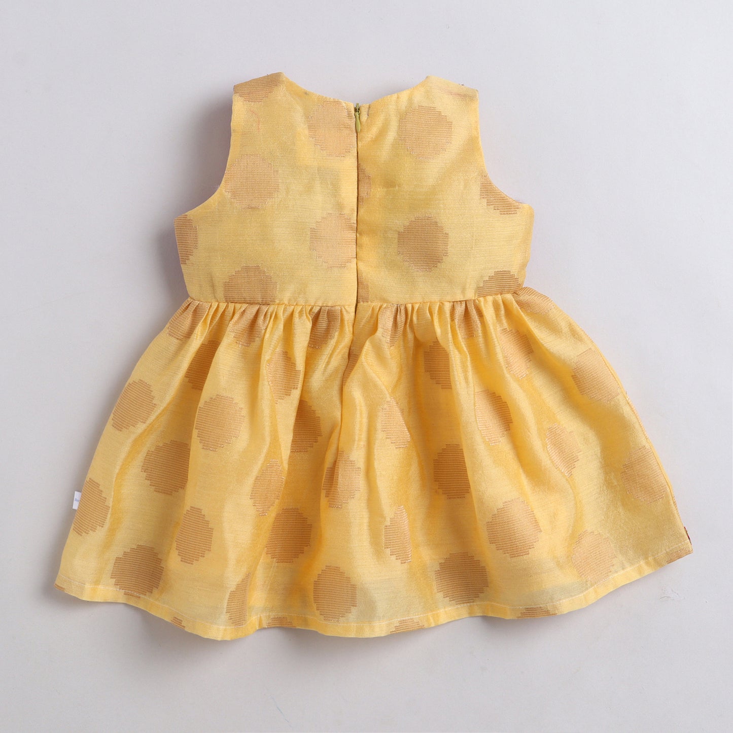 Many Frocks & Poly Silk Sleeveless Lace Embellished  Knee Length Baby Ethnic Dress  - Musturd & Maroon