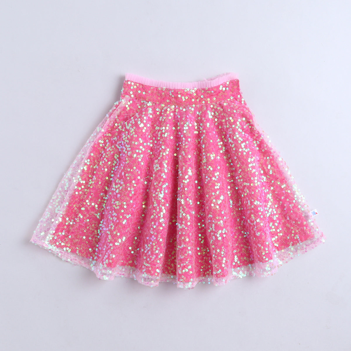 Many Frocks & Sequine Net Sleeveless 3D Flower Embellished  Full Length Girl Ethnic Lehenga Choli Dupatta Set - Pink