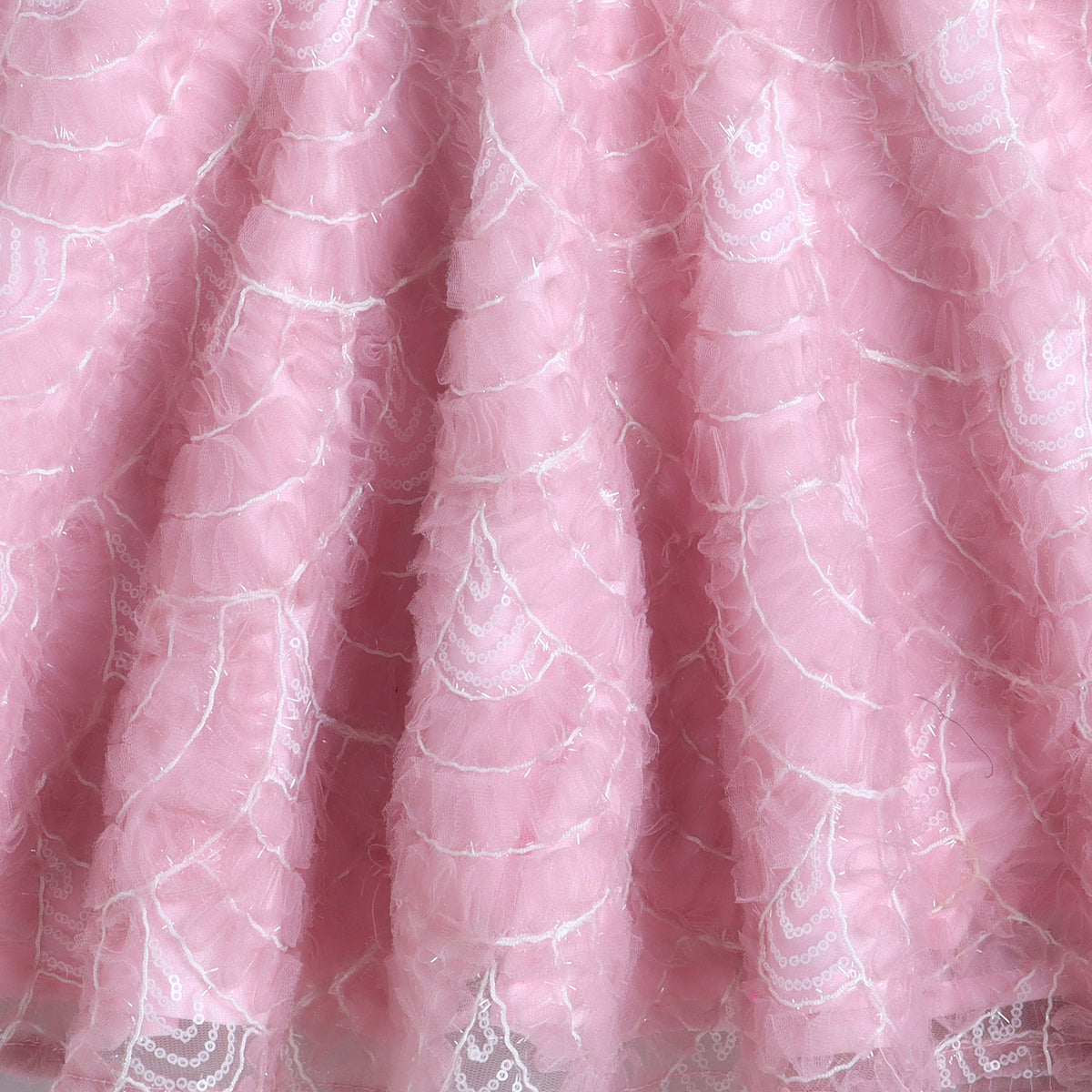 Many Frocks & Sequine Net Sleeveless Lace Embellished  Full Length Girl Ethnic Lehenga Choli Dupatta Set -  Pink