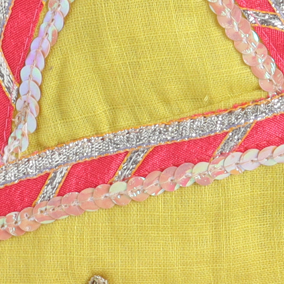 Many Frocks & Crepe & Cotton Sleeveless Lace Embellished Printed Full Length Girl Ethnic Lehenga Choli Dupatta Set - Multi & Yellow