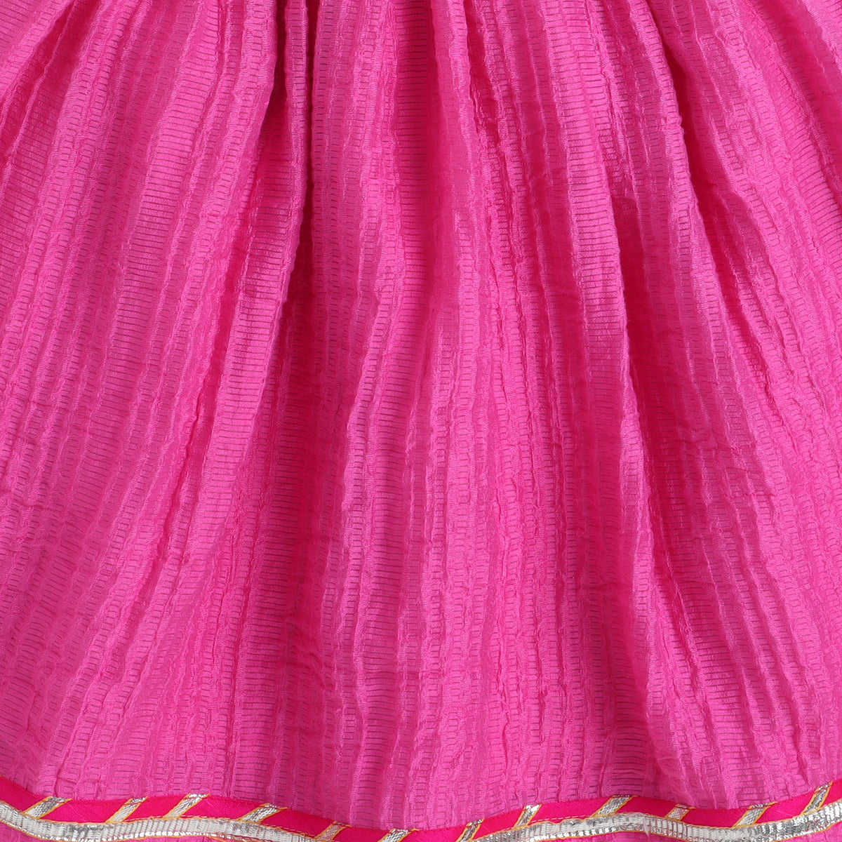Many Frocks & Crepe & Chanderi Silk Short Sleeves Lace with Embroidered Choli Full Length Girl Ethnic Lehenga Choli Dupatta Set - Pink & Sky Blue