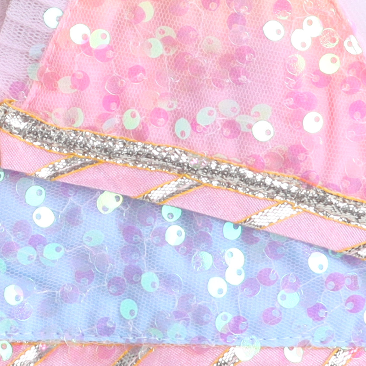 Many Frocks & Georgette Sleeveless Lace Embellished Full Length Girl Ethnic Lehenga Choli Dupatta Set - Multi Colour