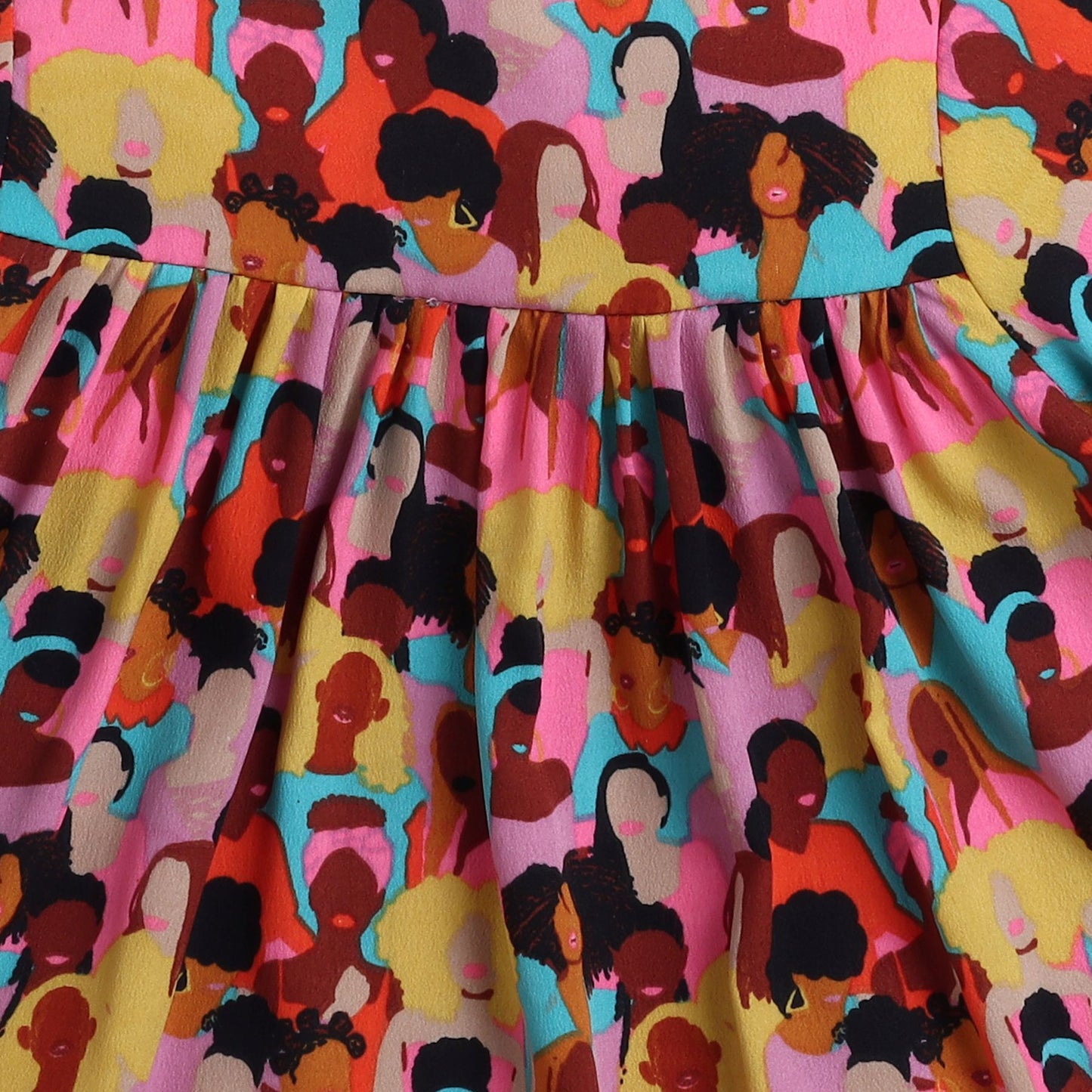 Many Frocks & Crepe Short Sleeves Printed Knee Length Flared A Line  Girls Christmas Casual  Dress -Multi