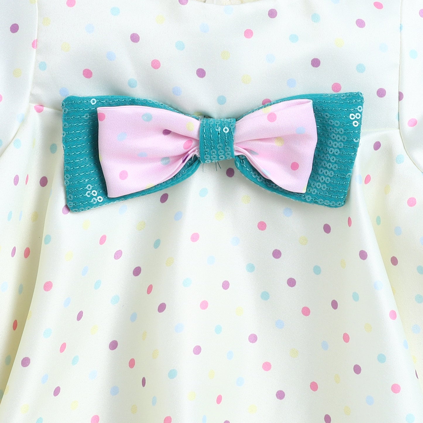 Many Frocks & Satin Short Sleeves Bow Embellished Knee Length Flared A Line  Girls Christmas Casual  Dress -Yellow