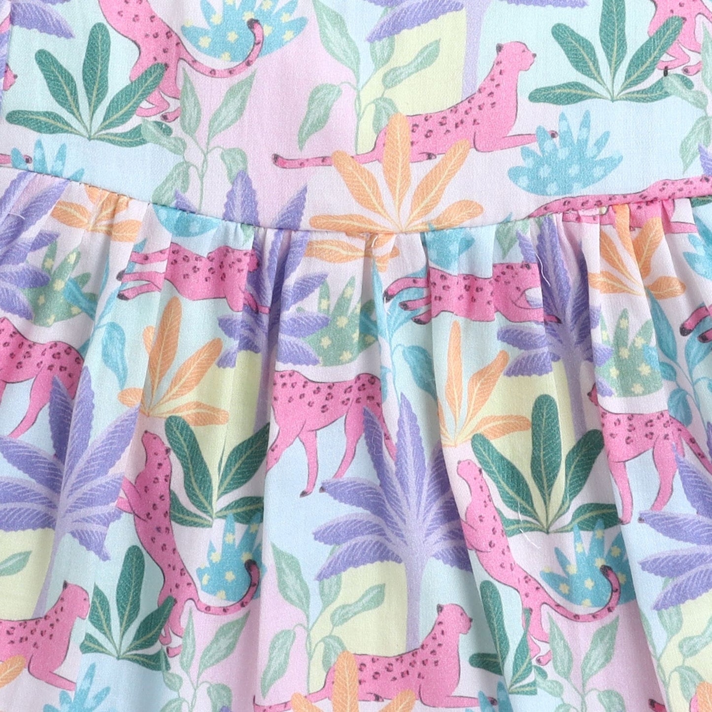 Many Frocks & Cotton Short Sleeves Floral Printed Knee Length Flared A Line  Girls Christmas Casual  Dress -Multi