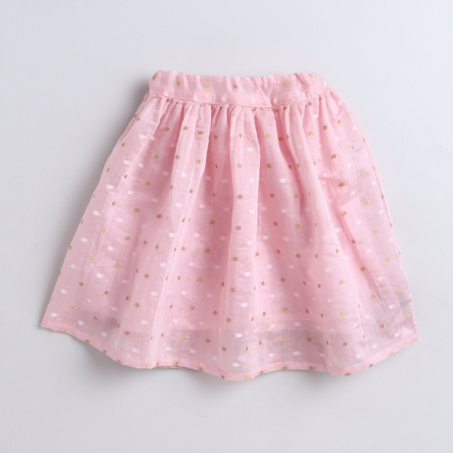 Many Frocks & Chanderi Sleeveless Rabbit Hand Embroidered Choli Lengha Dupatta Set - White & Pink