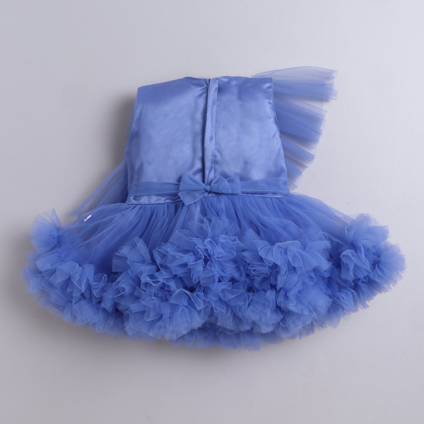 Many Frocks & Net Sleeveless Rose Embellished Party Dress - Blue