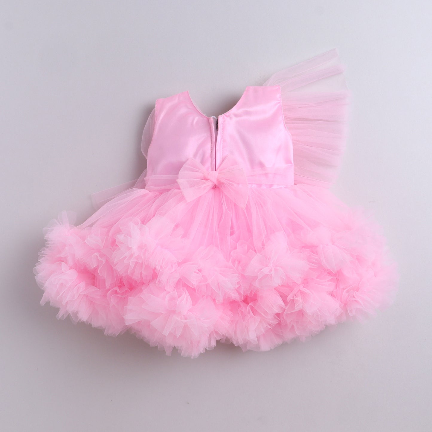 Many Frocks & Net Sleeveless Rose Embellished Party Dress - Pink
