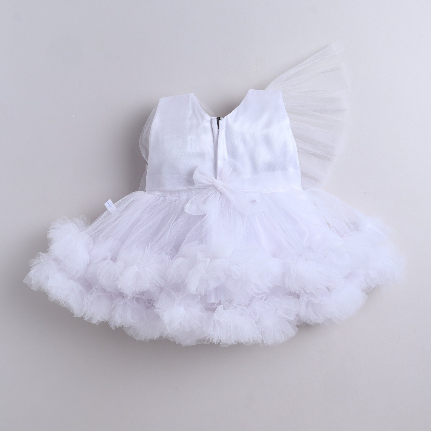 Many Frocks & Net Sleeveless Rose Embellished Party Dress - White