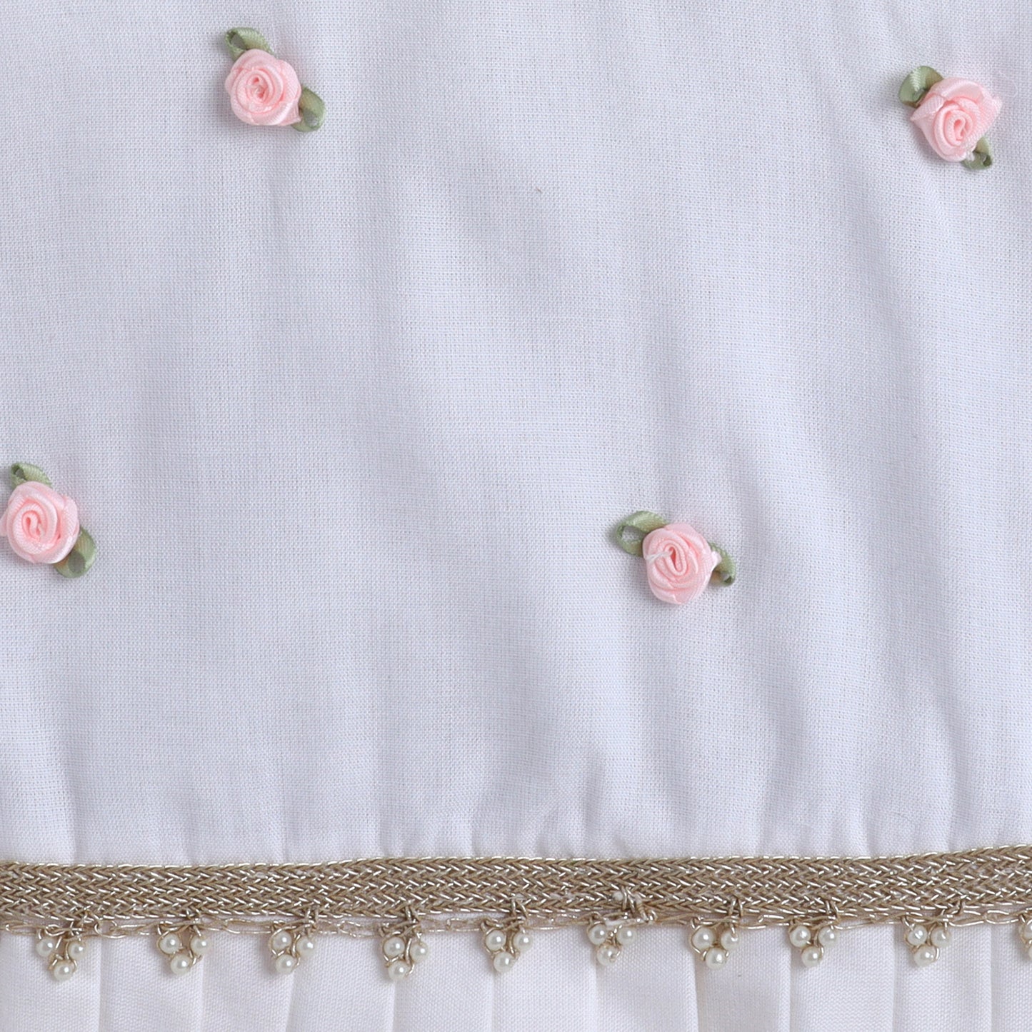 Many Frocks & Rayon Sleeveless Rose and Lace Embellished Ethnic Dhoti Top-Cream