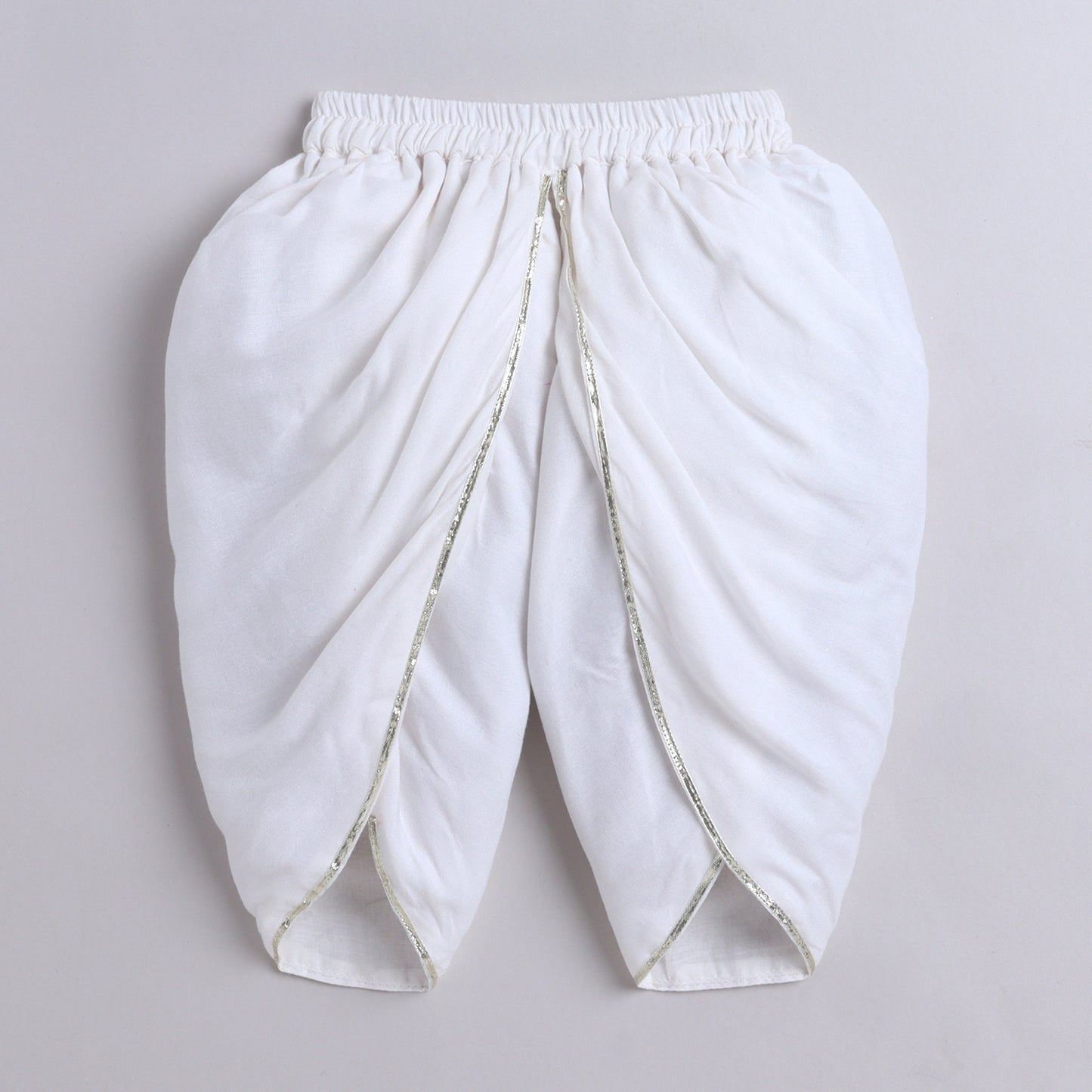 Many Frocks & Rayon Sleeveless Rose and Lace Embellished Ethnic Dhoti Top-Cream