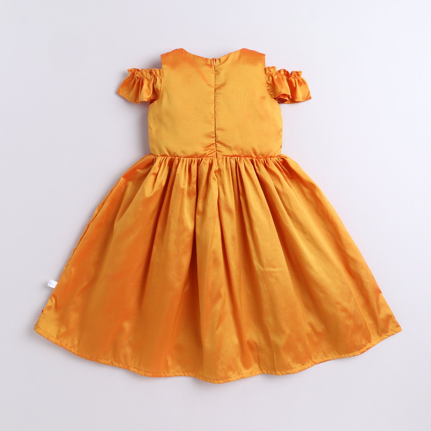 Many Frocks &  cold shoulder lace and latkan embellished ethnic gown- mustard