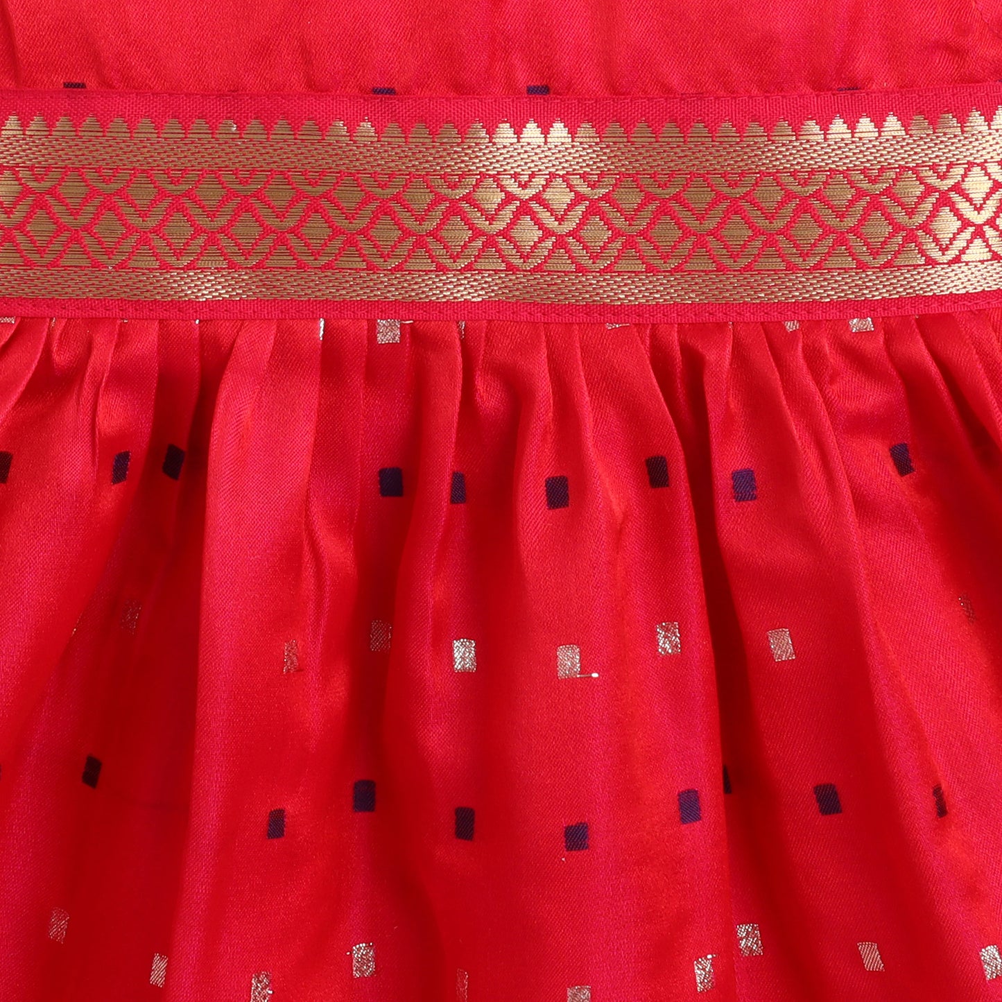 Many Frocks & sleeveless woven boti double lace embellished ethnic dress- pink