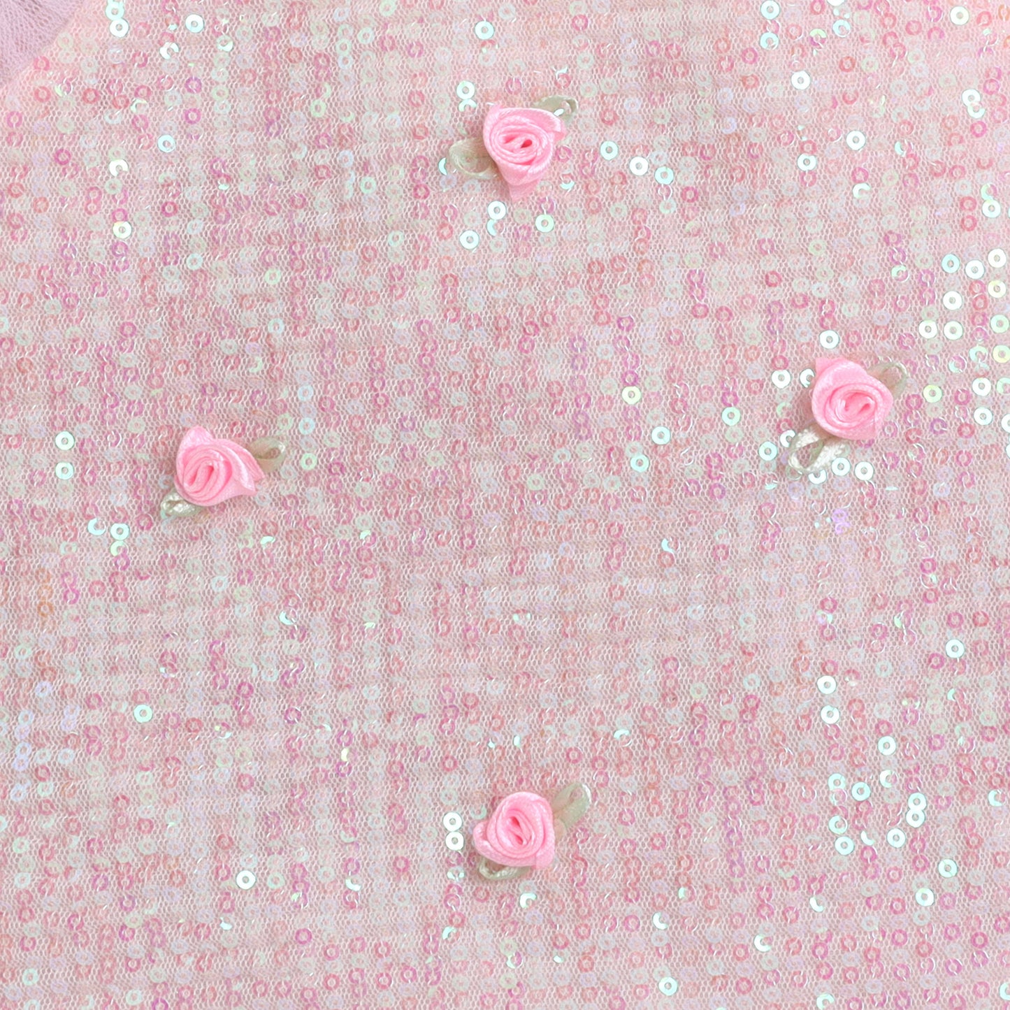 Many Frocks & sequins and georgette sleeveless handmade rose embellished top & palazzo  set - pink