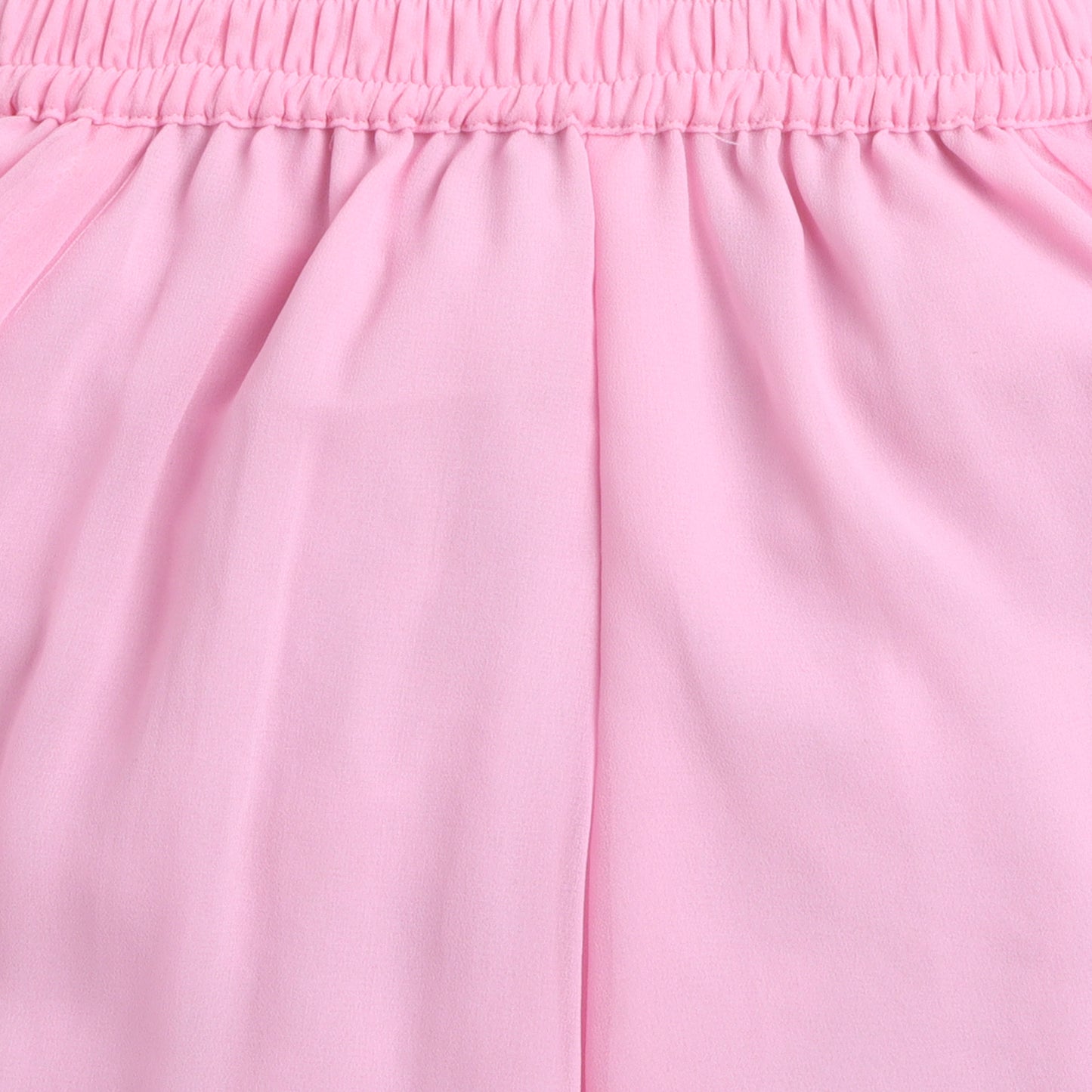Many Frocks & sequins and georgette sleeveless handmade rose embellished top & palazzo  set - pink