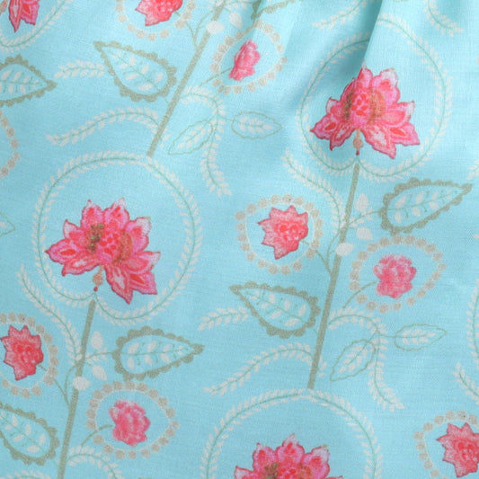 Many Frocks & satin kaftan top with floral printed dhoti ethnic set- sea green