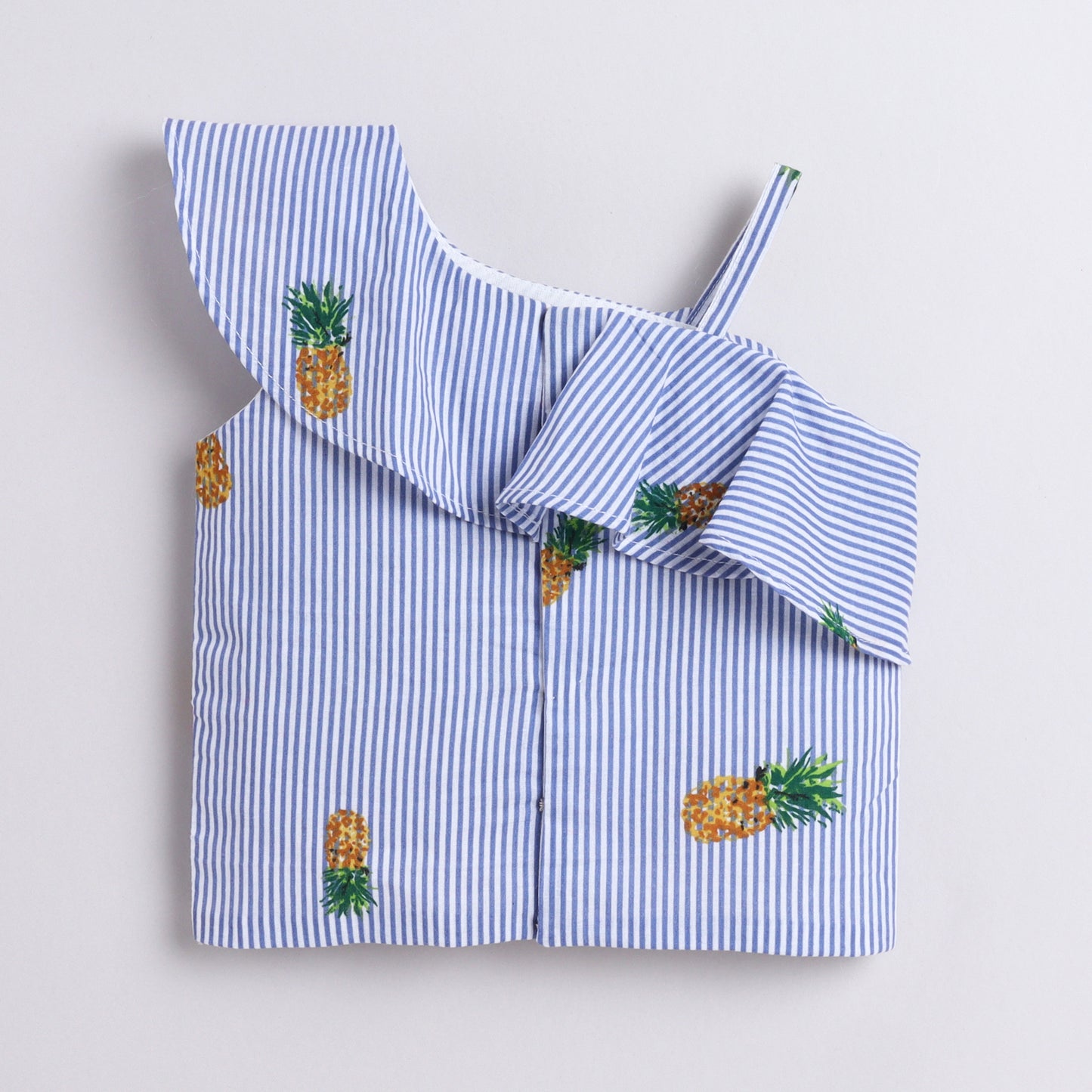 Many Frocks & cotton sleeveless one shoulder latkan & beads embellished top and palazzo set - Blue