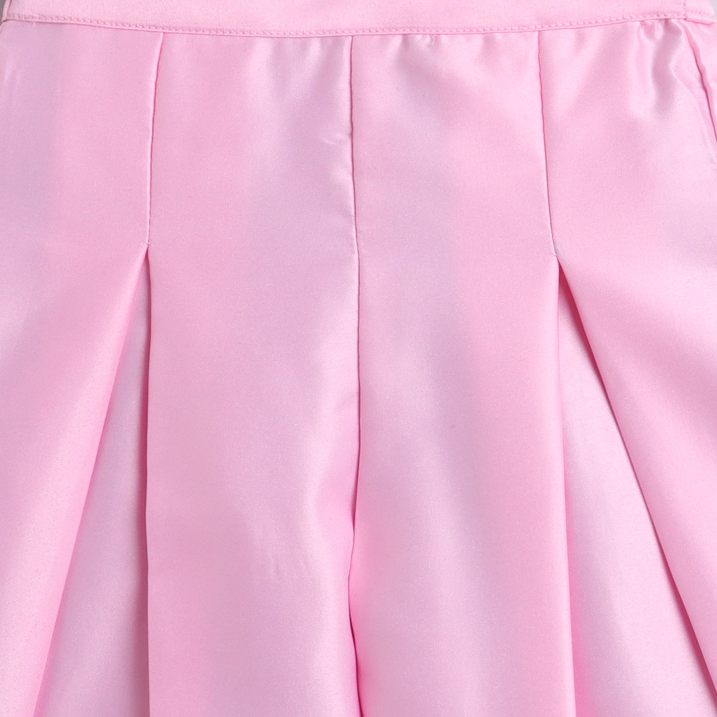 Many Frocks & satin sleeveless lace and flower embellished Top & Palazzo set- pink