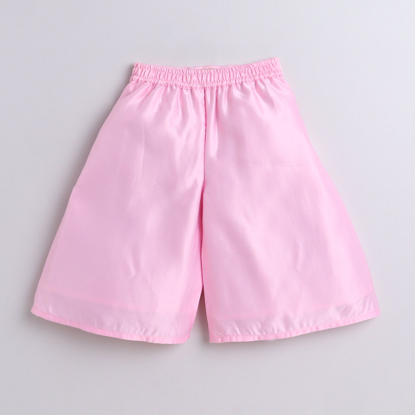 Many Frocks & satin sleeveless lace and flower embellished Top & Palazzo set- pink