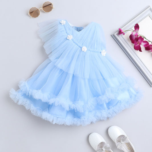 Many Frocks knee length shimmery party dress - Blue