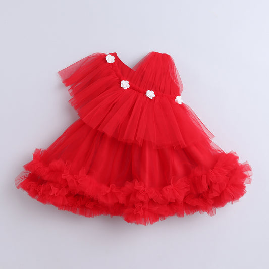 Many Frocks knee length shimmery party dress - Red