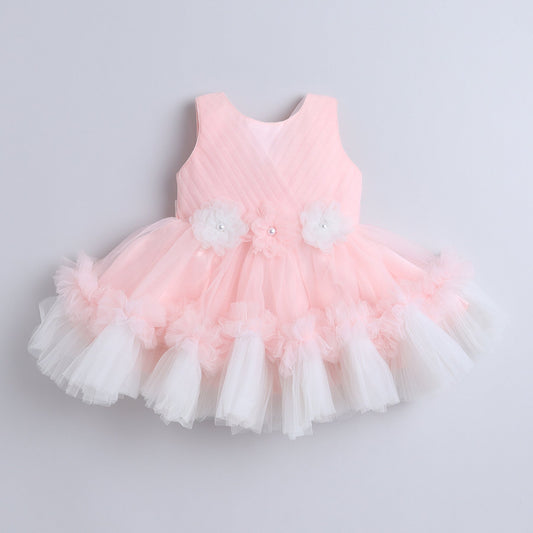 Many Frocks & Knee length sleeveless Flower Embellished Fit & Flared Party Dress - Pleach