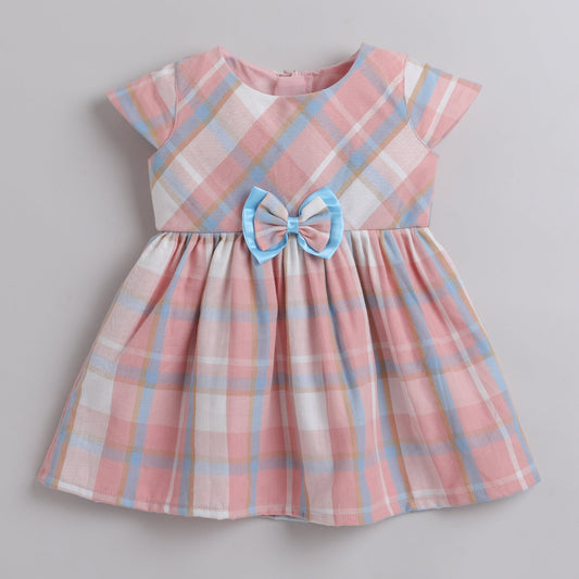 Many Frocks knee length plaid party dress - Pink