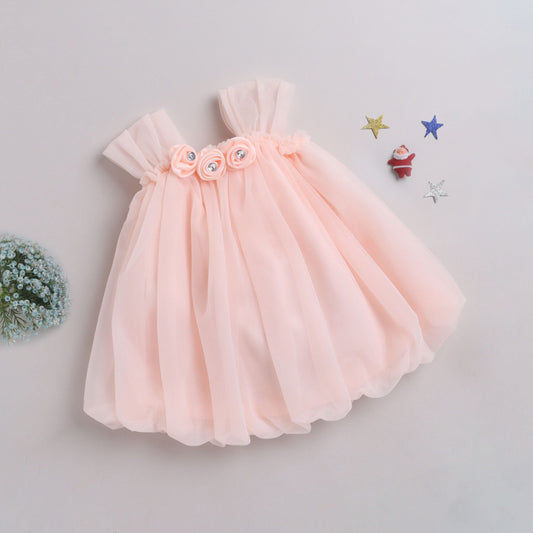 Many Frocks knee length balloon party dress - Peach