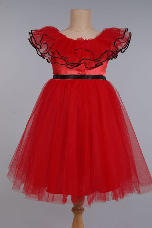 Many Frocks &  frilly party gown-red