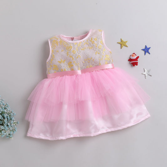 Many Frocks knee length frilly party dress - Pink