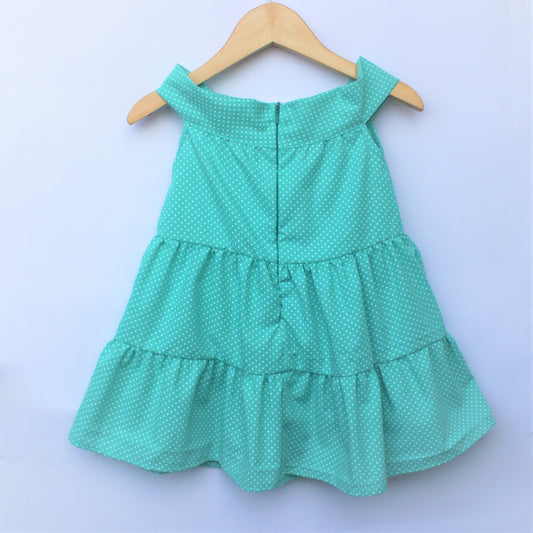 Many Frocks and polka dot off shoulder summer baby frock - blue