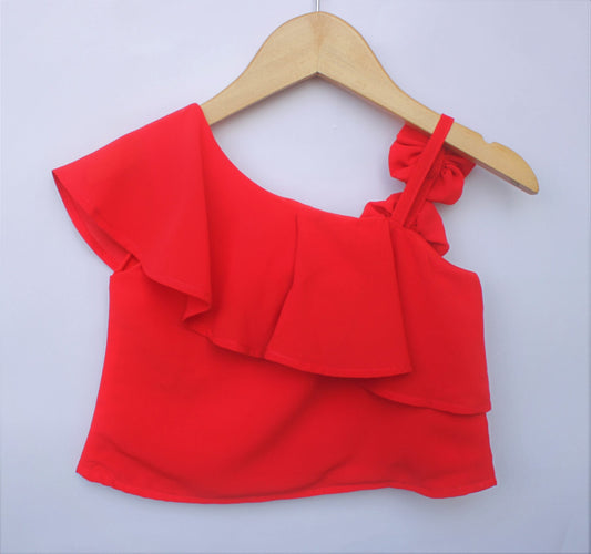 Many Frocks & rose detailed summer top - red