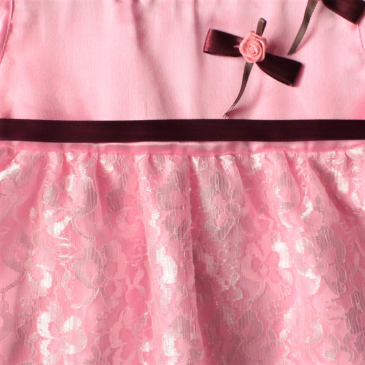 Many Frocks  bow and rose embellished baby party frock - Pink