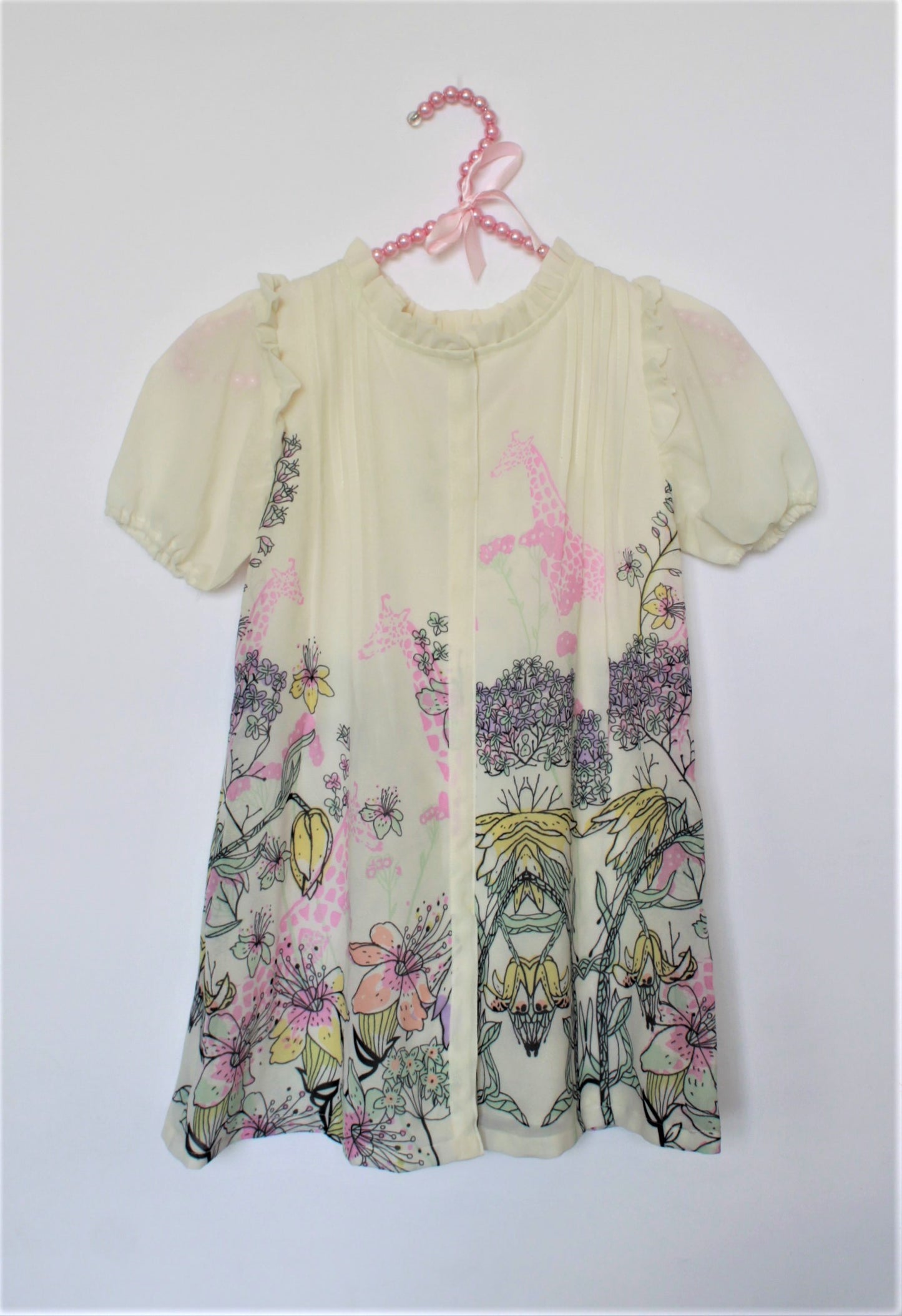 Many frocks & Shepherd Short Sleeves Flower Print Dress - Beige