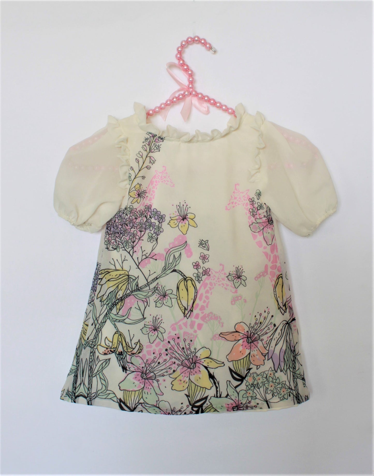 Many frocks & Shepherd Short Sleeves Flower Print Dress - Beige