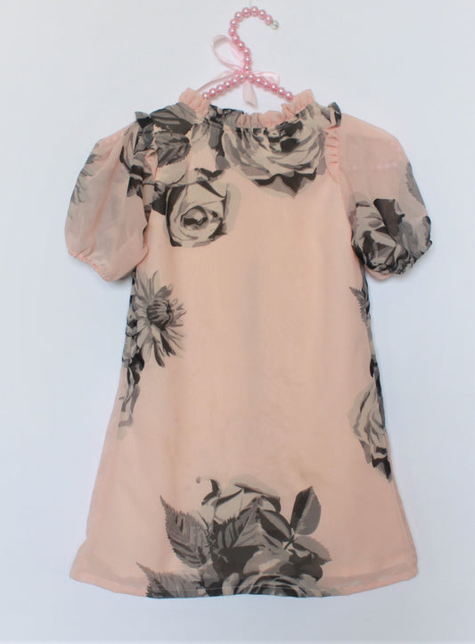Floral Printed Puff Sleeves A-Line Dress